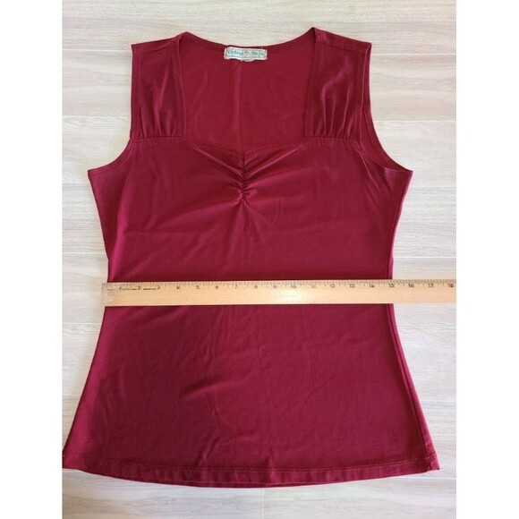 Vintage Suzie Red Tank Top Sleeveless Blouse Size S Stretch Knit Y2K Style - Picture 4 of 6